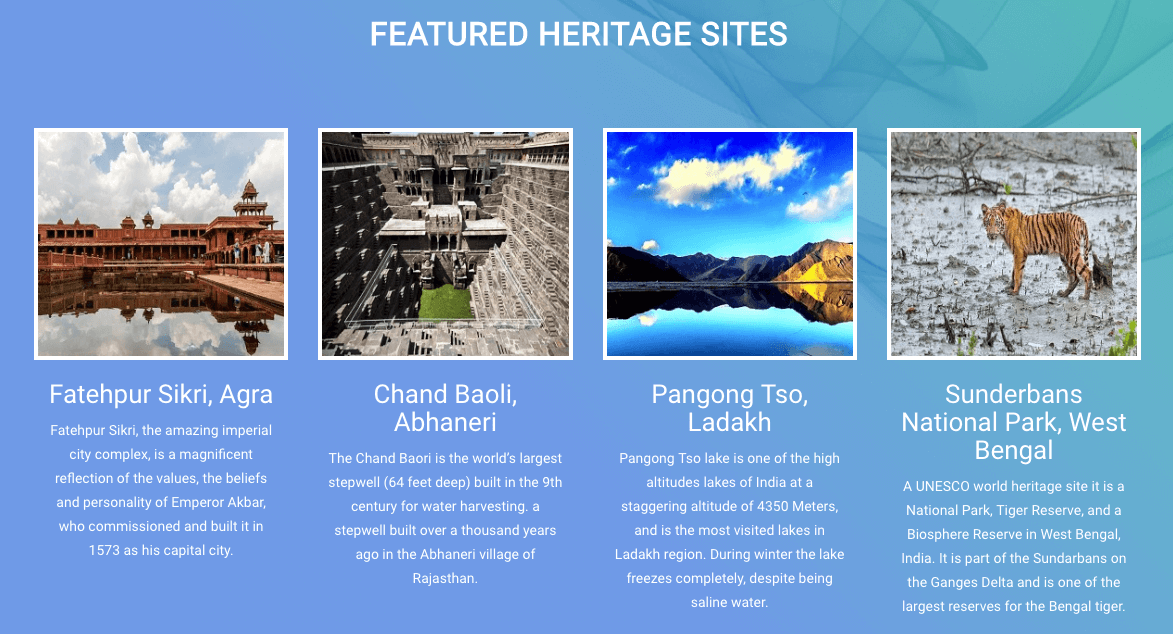 Some of the featured heritage sites under the programme.