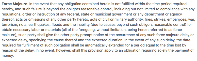 Force Majeure Sample Clauses