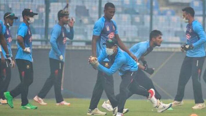 Bangladesh athletes training with masks in the run-up to the match